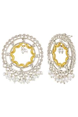 Oxidized silver gold plated lariya studded dangle earrings fashion jewellery gift for women 2