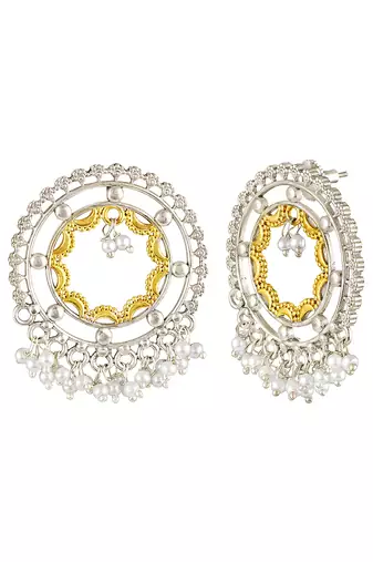 Oxidized silver gold plated lariya studded dangle earrings fashion jewellery gift for women