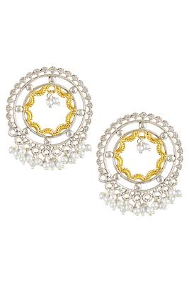 Oxidized silver gold plated lariya studded dangle earrings fashion jewellery gift for women 3