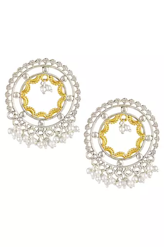 Oxidized silver gold plated lariya studded dangle earrings fashion jewellery gift for women