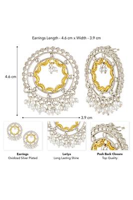 Oxidized silver gold plated lariya studded dangle earrings fashion jewellery gift for women 4