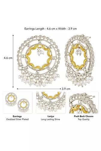 Oxidized silver gold plated lariya studded dangle earrings fashion jewellery gift for women