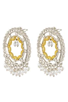 Oxidized silver gold plated lariya studded dangle earrings fashion jewellery gift for women 5