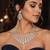 rhodium plated cz bridal necklace and earring set, tear drop statement jewellery