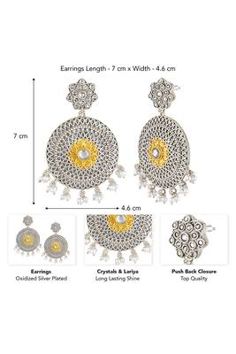 Oxidized silver plated crystals & lariya studded dangle earrings fashion jewellery for women 4