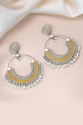 Oxidized silver gold plated lariya studded dangle earrings jewellery gift for women girls 1