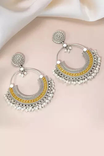 Oxidized silver gold plated lariya studded dangle earrings jewellery gift for women girls