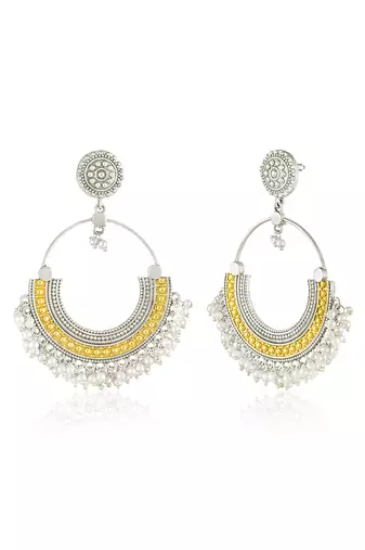 Oxidized silver gold plated lariya studded dangle earrings jewellery gift for women girls