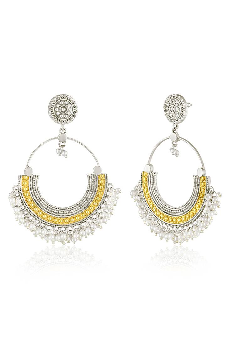Oxidized silver gold plated lariya studded dangle earrings jewellery gift for women girls
