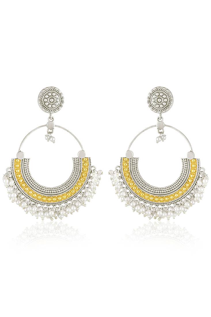Oxidized silver gold plated lariya studded dangle earrings jewellery gift for women girls