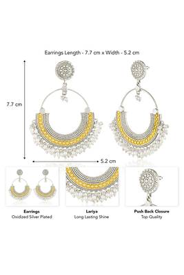 Oxidized silver gold plated lariya studded dangle earrings jewellery gift for women girls 4