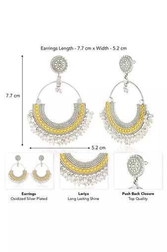 Oxidized silver gold plated lariya studded dangle earrings jewellery gift for women girls