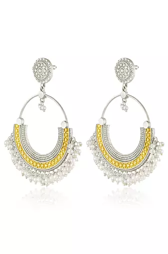 Oxidized silver gold plated lariya studded dangle earrings jewellery gift for women girls