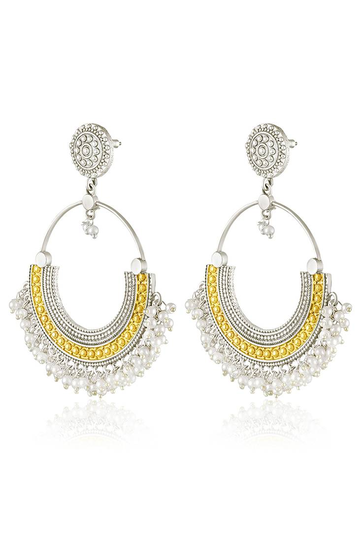 Oxidized silver gold plated lariya studded dangle earrings jewellery gift for women girls