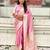 Baby pink embellished, floral, self design banarasi silk saree with blouse
