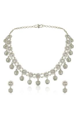 Oxidized silver plated ethnic necklace & drop earrings set fashion jewellery for women & girls 2