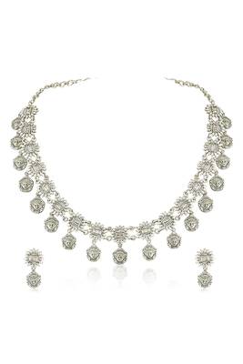 Oxidized silver plated ethnic necklace & drop earrings set fashion jewellery for women & girls 3
