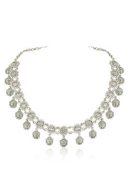 Oxidized silver plated ethnic necklace & drop earrings set fashion jewellery for women & girls 5