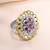 Oxidized silver gold plated faux ruby studded statement finger ring adjustable jewellery