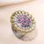 Oxidized silver gold plated faux ruby studded statement finger ring adjustable jewellery