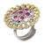 Oxidized silver gold plated faux ruby studded statement finger ring adjustable jewellery