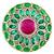 Oxidized silver plated green crystals & faux ruby studded statement finger ring