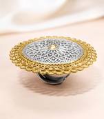 Oxidized silver gold plated statement finger ring adjustable jewellery for women & girls