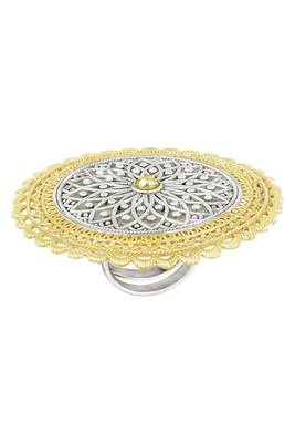 Oxidized silver gold plated statement finger ring adjustable jewellery for women & girls 3