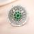 Oxidized silver plated faux emerald & beads studded statement finger ring adjustable jewellery