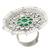 Oxidized silver plated faux emerald & beads studded statement finger ring adjustable jewellery