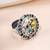 Oxidized silver plated multicolor crystals studded statement finger ring adjustable jewellery