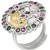 Oxidized silver plated multicolor crystals studded statement finger ring adjustable jewellery