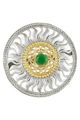 Oxidized silver gold plated faux emerald studded statement finger ring adjustable jewellery 2