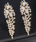 Gold plated cubic zirconia studded drop & dangle earrings western fashion jewellery for women