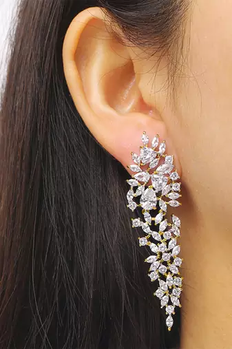 Gold plated cubic zirconia studded drop & dangle earrings western fashion jewellery for women