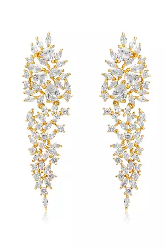 Gold plated cubic zirconia studded drop & dangle earrings western fashion jewellery for women