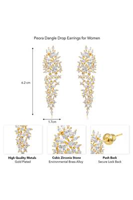 Gold plated cubic zirconia studded drop & dangle earrings western fashion jewellery for women 4