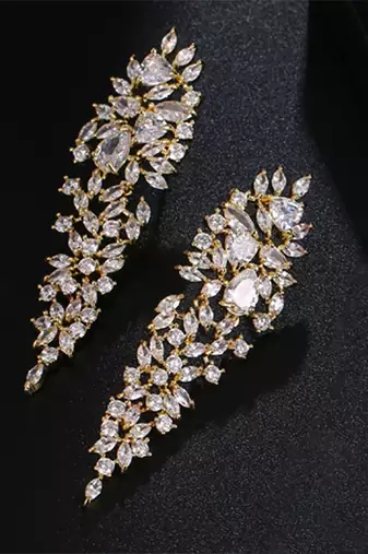 Gold plated cubic zirconia studded drop & dangle earrings western fashion jewellery for women
