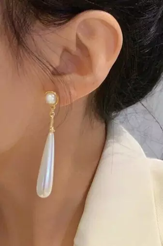 Gold plated pearl studded fancy drop earrings contemporary fashion jewellery for women & girls