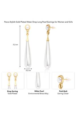 Gold plated pearl studded fancy drop earrings contemporary fashion jewellery for women & girls 4