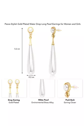 Gold plated pearl studded fancy drop earrings contemporary fashion jewellery for women & girls