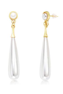 Gold plated pearl studded fancy drop earrings contemporary fashion jewellery for women & girls 5