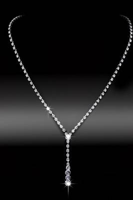 Silver plated american diamond studded necklace & earrings set fashion jewellery for women 1
