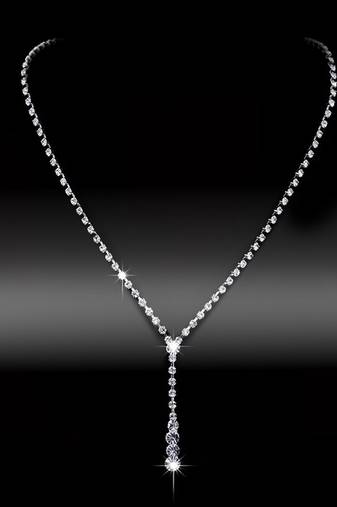 Silver plated american diamond studded necklace & earrings set fashion jewellery for women