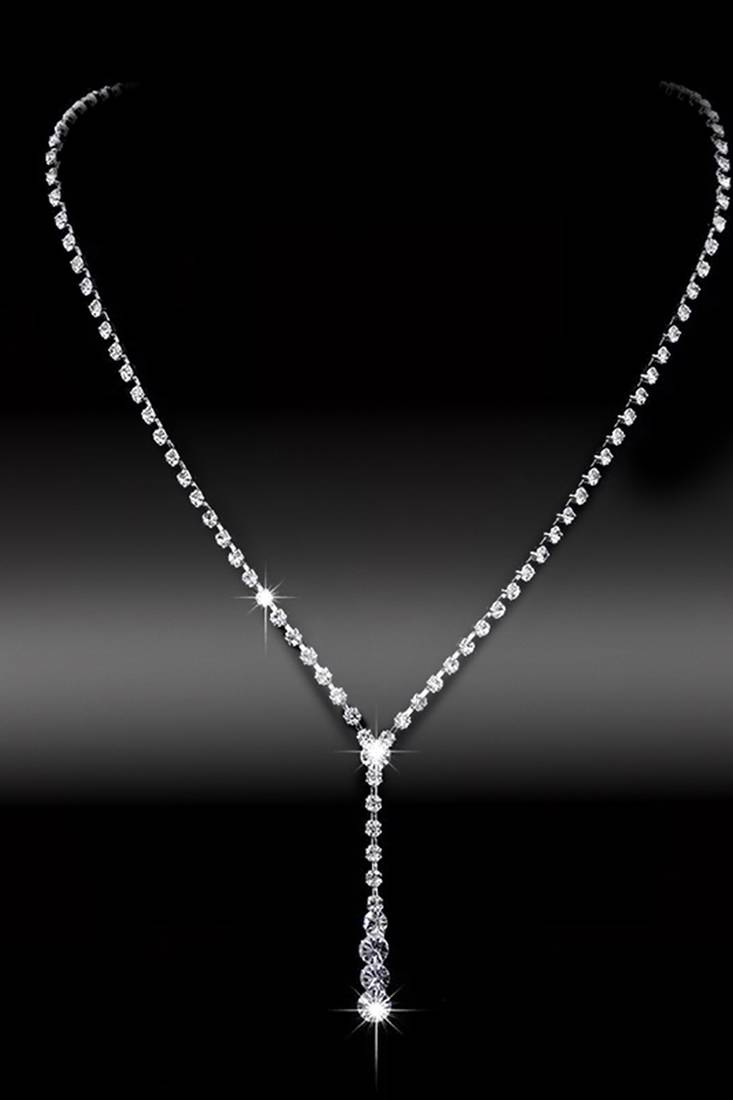 Silver plated american diamond studded necklace & earrings set fashion jewellery for women