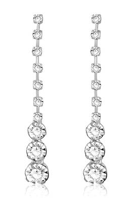 Silver plated american diamond studded necklace & earrings set fashion jewellery for women 3