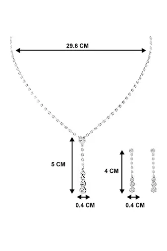 Silver plated american diamond studded necklace & earrings set fashion jewellery for women