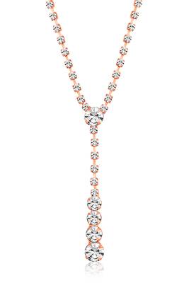 Rose gold plated cz studded pendant style necklace & drop earrings jewellery set for women 4