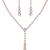 Rose gold plated cz studded pendant style necklace & drop earrings jewellery set for women