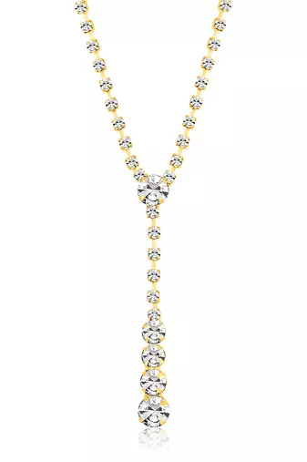 Gold plated cz studded pendant style necklace & drop earrings jewellery set for women